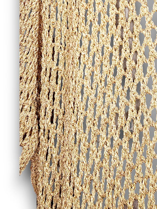 Gold Glitter Hollow Knit Poncho