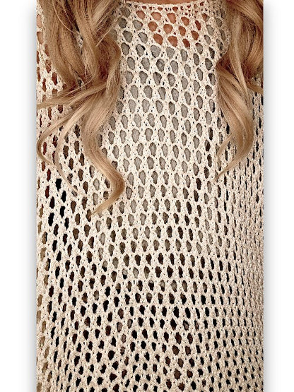 Vanilla Hollow Knit Poncho