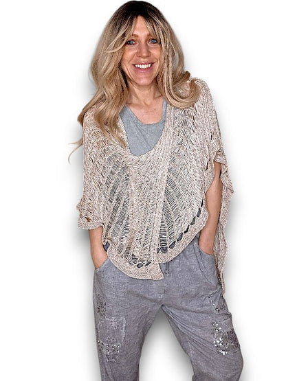 Beige Butterfly Knit Shawl