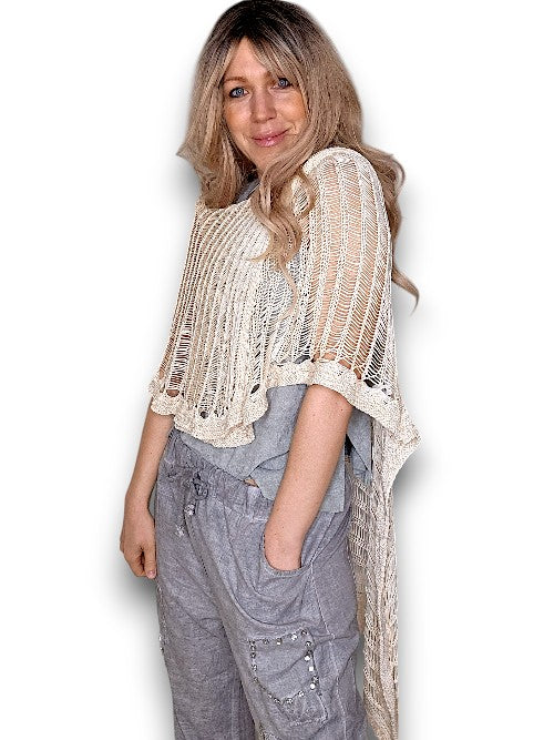 Vanilla Butterfly Knit Shawl