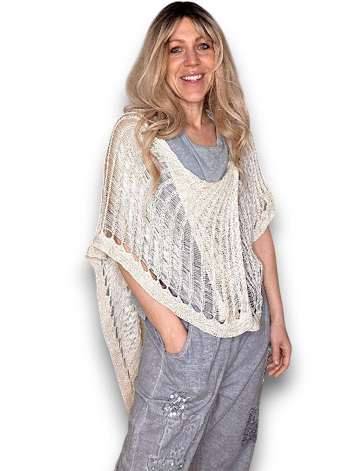 Vanilla Butterfly Knit Shawl