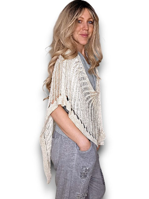 Vanilla Butterfly Knit Shawl