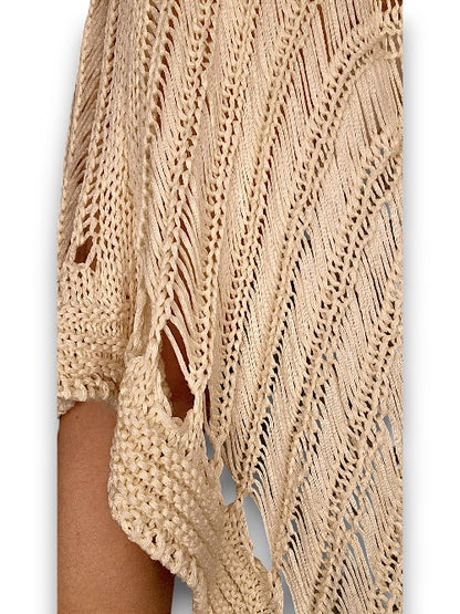 Beige Butterfly Knit Shawl