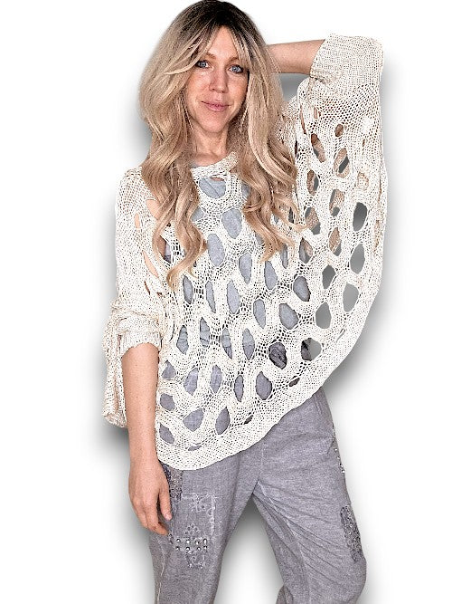 Vanilla Wave Hollow Boxy cuff knit