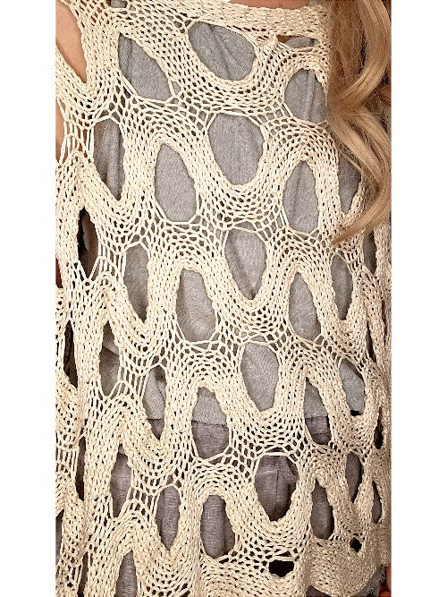 Vanilla Wave Hollow Boxy cuff knit