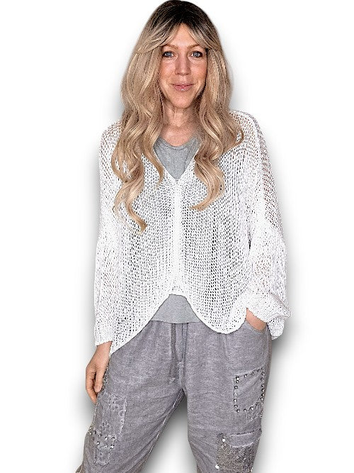 White Front Row knit