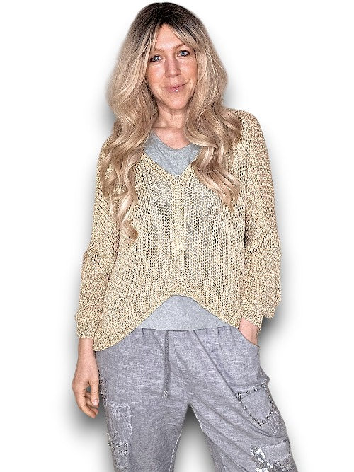 Gold Glitter Front Row knit