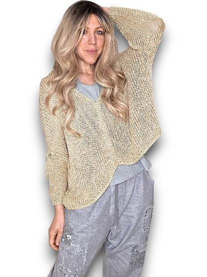 Gold Glitter Front Row knit
