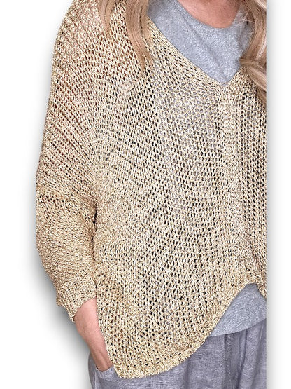 Gold Glitter Front Row knit