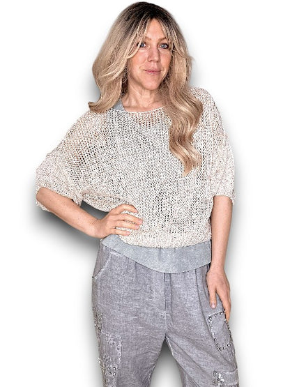 Beige/Copper Melange Glitter Ice Knit