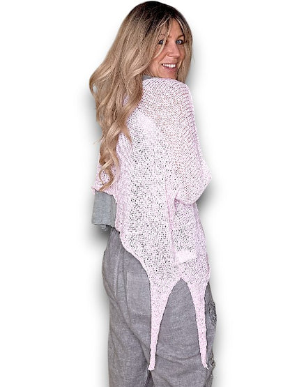 Bubblegum Pink Aysmmetrical Knit Top