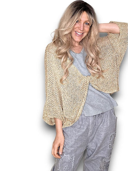Gold Glitter Knot Knit Top