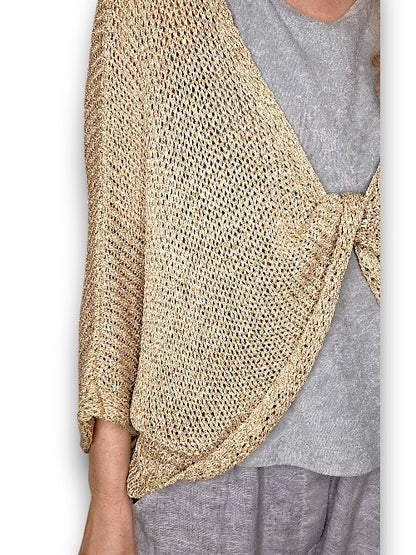 Gold Glitter Knot Knit Top