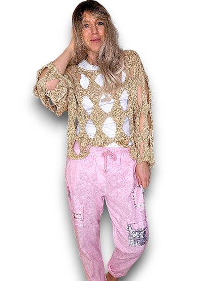 Bubbelgum Pnk Diamond Pkt Linen/Cotton Pant
