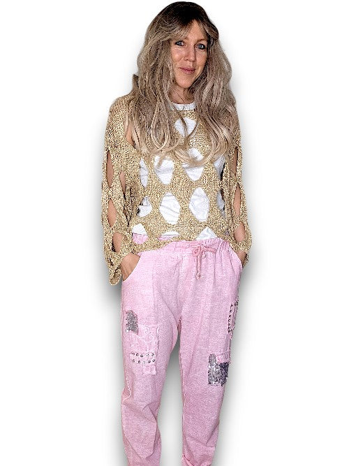 Bubbelgum Pnk Diamond Pkt Linen/Cotton Pant