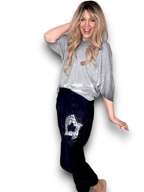 Black Linen Star Pants