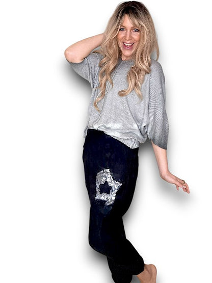 Black Linen Star Pants