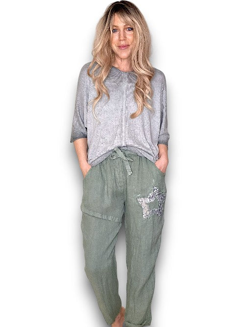 Forest Linen Star Pants