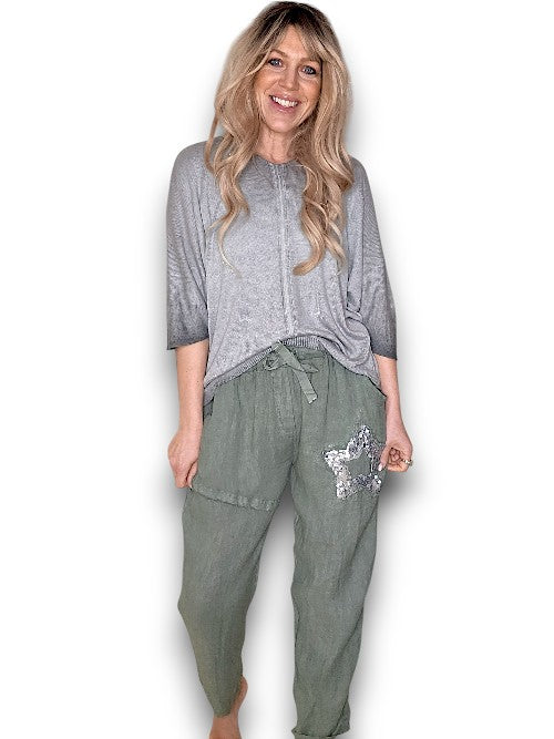 Forest Linen Star Pants