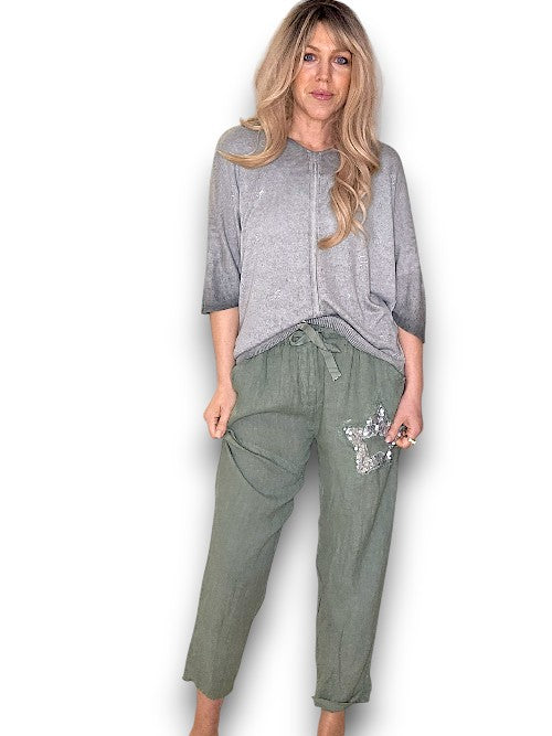 Forest Linen Star Pants