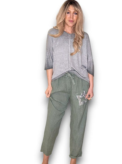 Forest Linen Star Pants