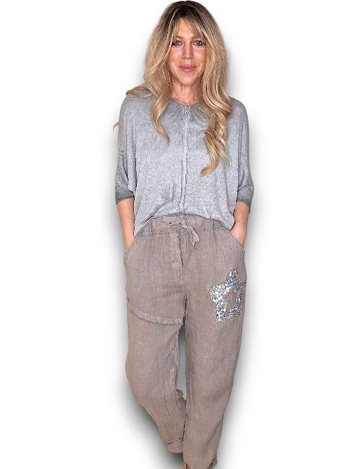 Mocha Linen Star Pants