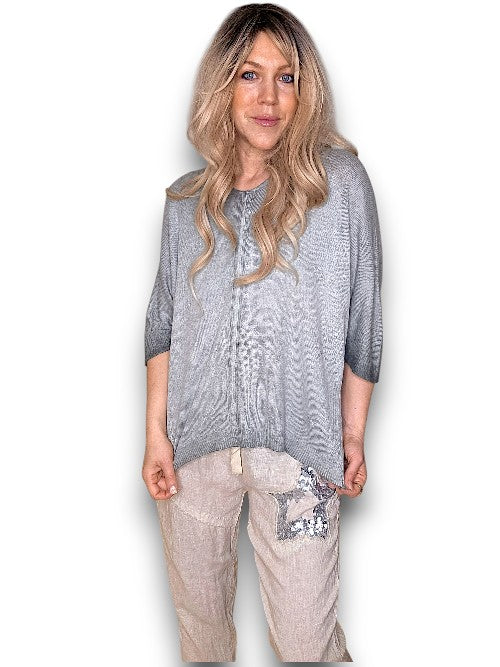 Grey Diamante Bows Knit
