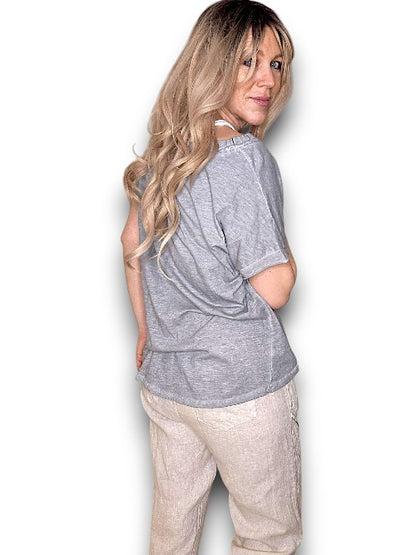 Grey Diamante Heart Tee