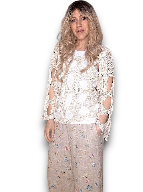 Vanilla Diamond Hollow Lng Sl Knit