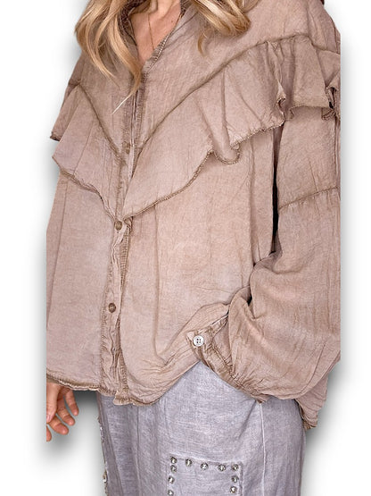 Mocha Frill Long Sl Tunic