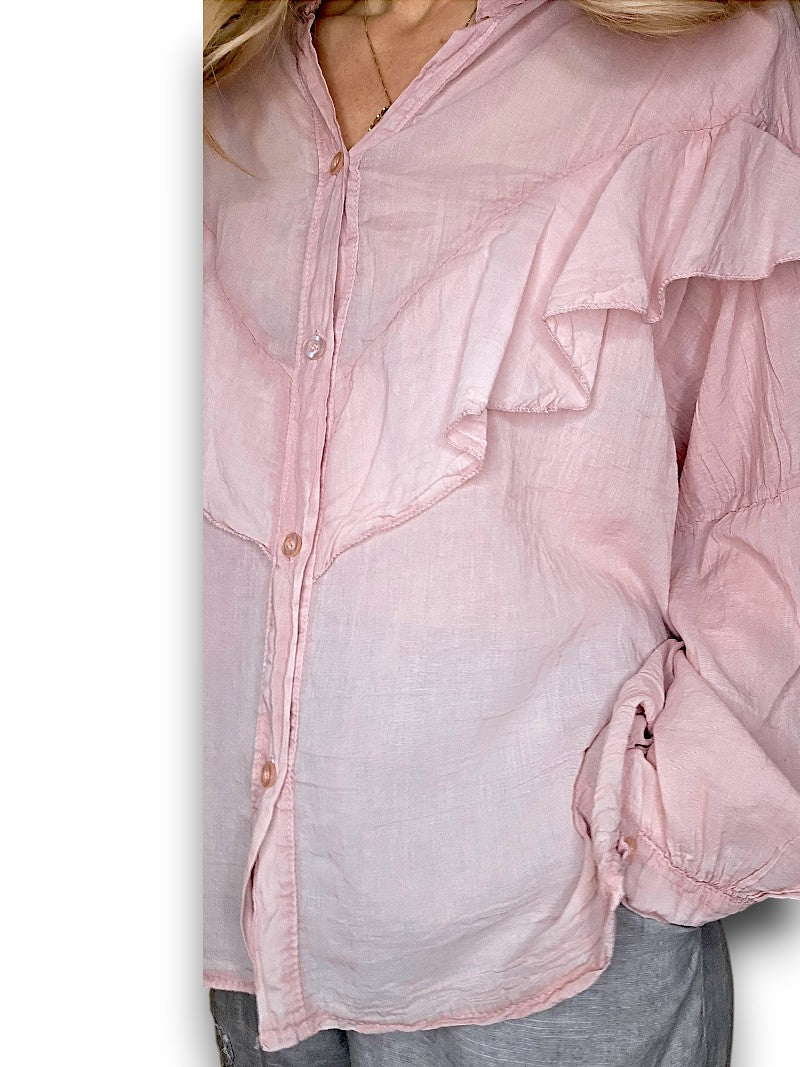 Baby Pink Frill Long Sl Tunic