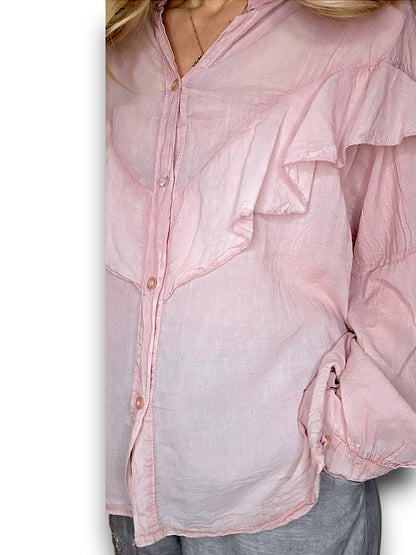 Baby Pink Frill Long Sl Tunic