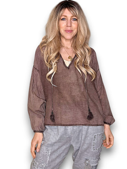 Dark Coffee Rope Tunic