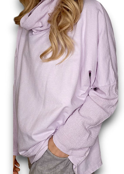 Light Lavender Plain Moku Cotton w details Sweater