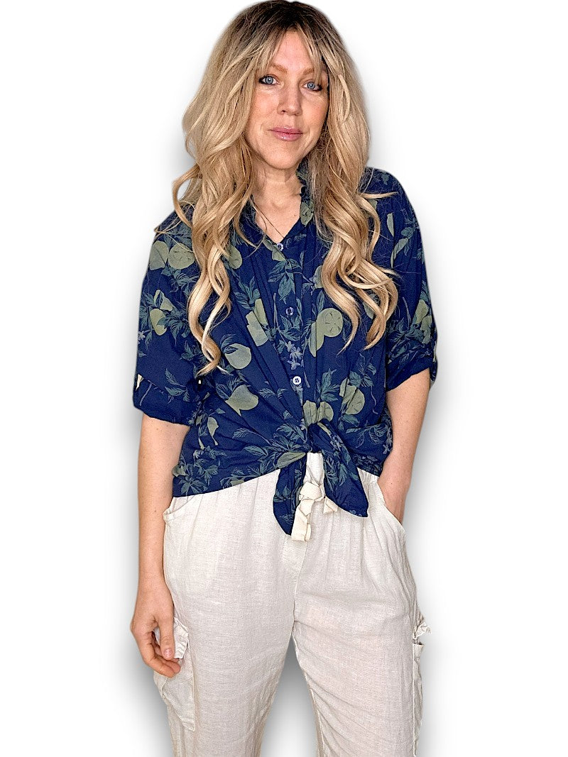 Navy Dolly Lemon Top