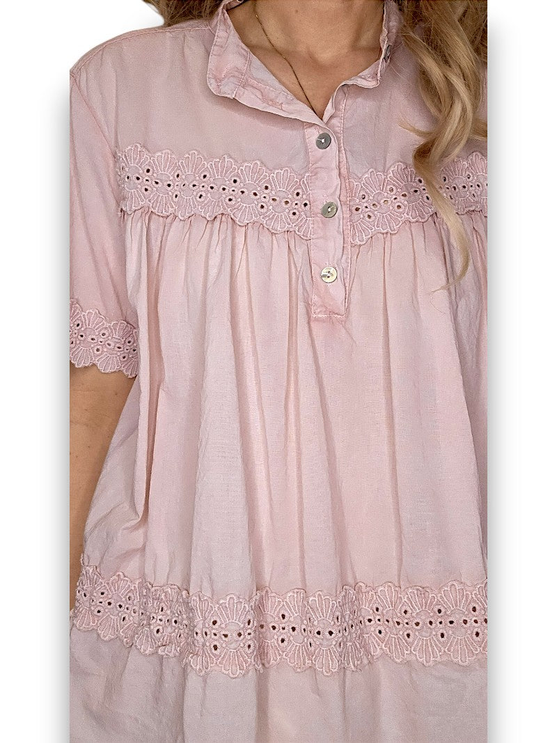 Baby Pink Eyelet Babydoll Top