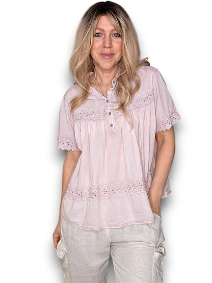 Baby Pink Eyelet Babydoll Top