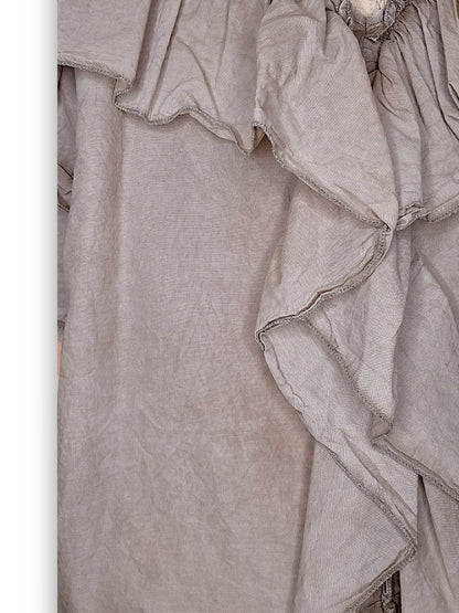 Faded Mocha Frill Short Sl Top
