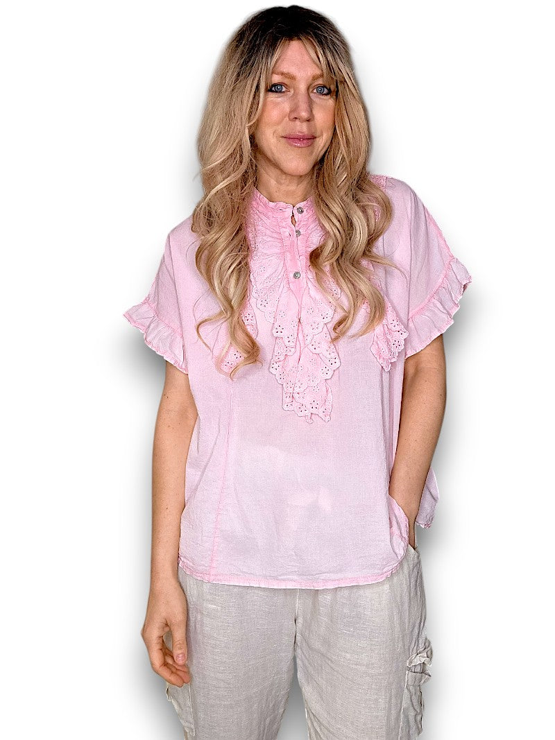 Bubblegum Pink Eyelet Top
