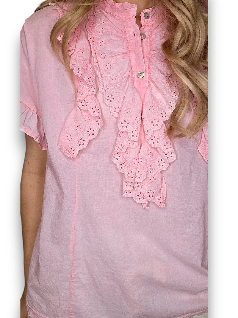 Bubblegum Pink Eyelet Top