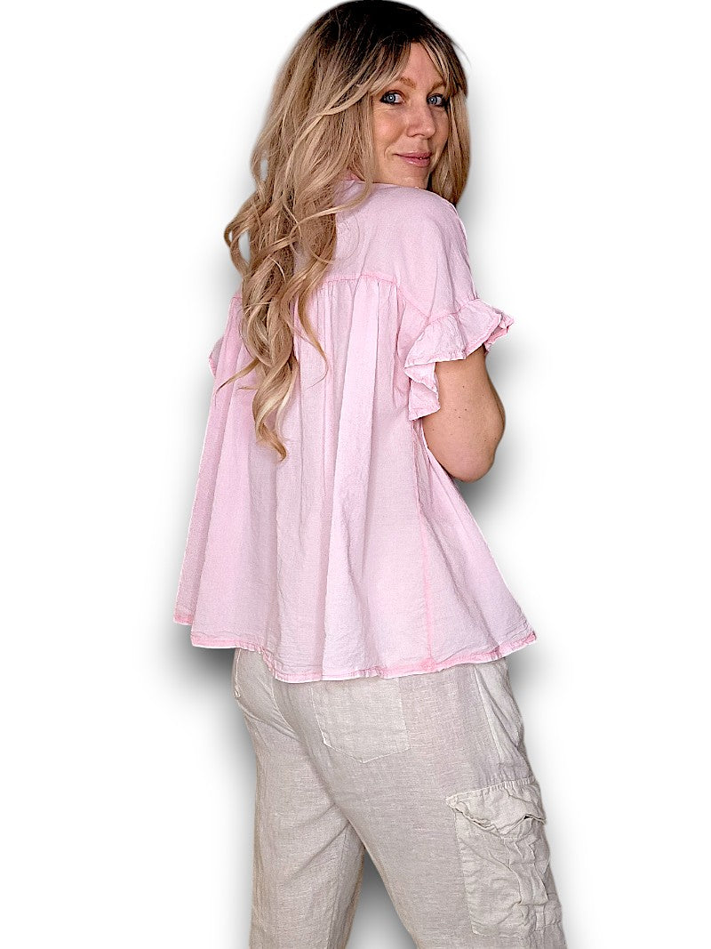 Bubblegum Pink Eyelet Top