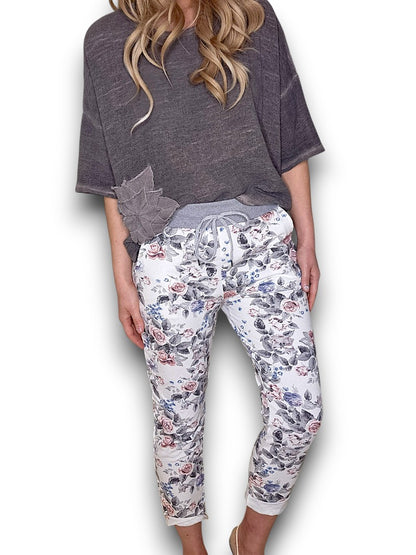 White Rose Bouquet Jogger