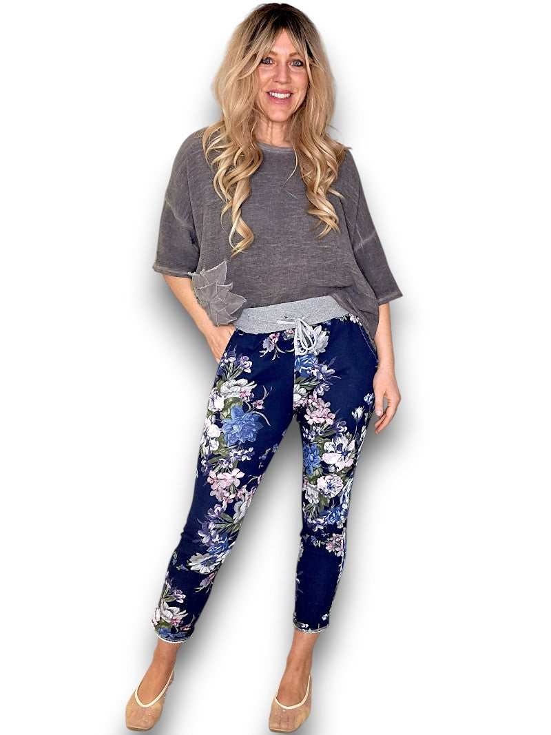 Navy Bouquet Jogger