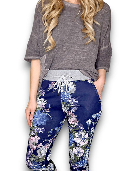 Navy Bouquet Jogger