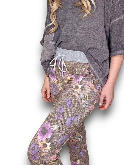 Floral Houndstooth Jogger