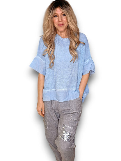 Baby Blue Rodeo Fray Tee