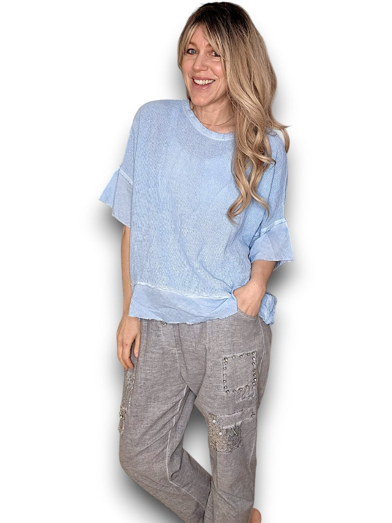 Baby Blue Rodeo Fray Tee