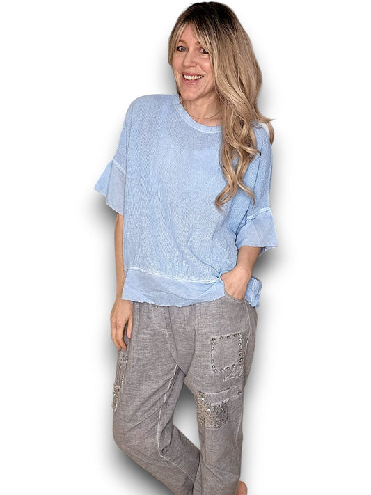 Baby Blue Rodeo Fray Tee
