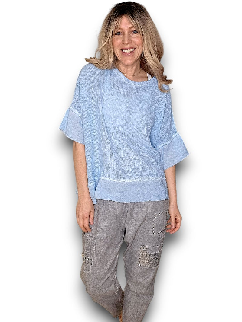 Baby Blue Rodeo Fray Tee