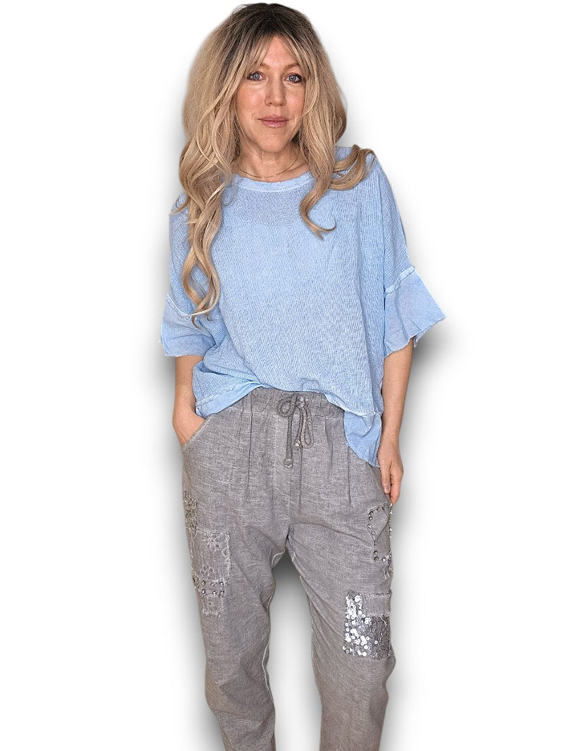 Baby Blue Rodeo Fray Tee